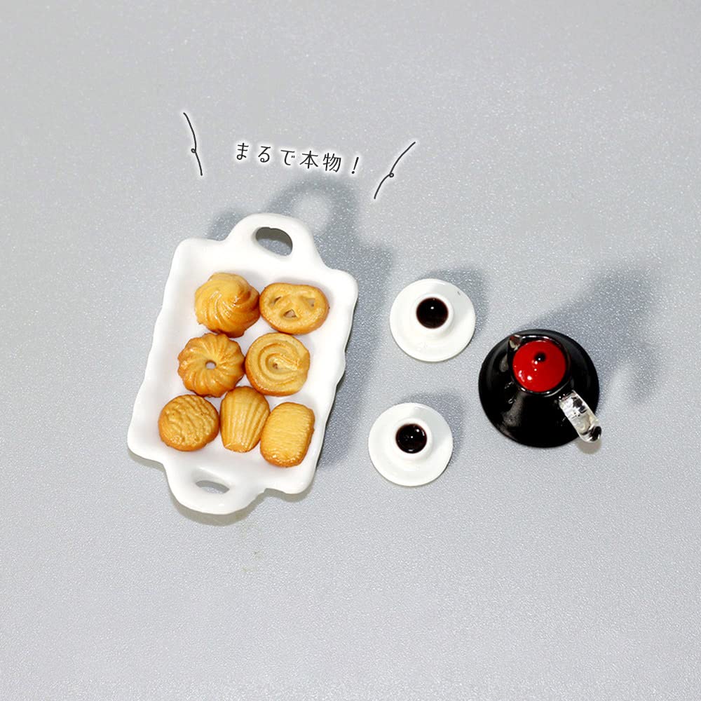 Moin Moin Miniature Scale Afternoon Cafe Time Coffee Plates and Food 1/6 11-Piece Set Bread, Cup, Snacks, Sweets, Pretzels, Donuts, Realistic,