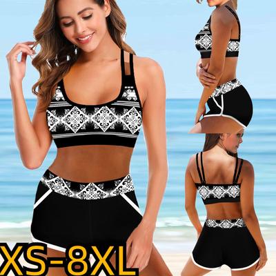 2023 New Women Sexy High-Waist Bikini Print Swimsuit Female Loose Two Pieces Summer Swimwear Beach Bathing Suit Monokini