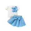 Mädchen Baby Rockanzug 9M-4J Sommermode Mädchen Dreidimensionale Blumen Kurzarm + Schleife Tutu Rock Anzug
