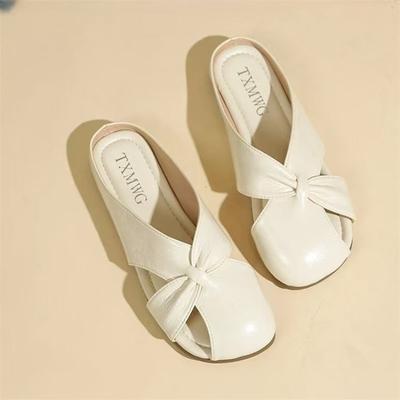 Baotou Half Slippers Women's Summer New Round Head Flat Bottom Butterfly Comfortable Wear Women's Shoes