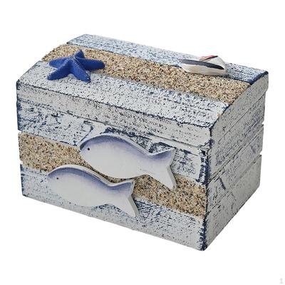 Small Jewelry Trinket Box Decorative Wooden Ornament Rustic Nautical Keepsake Storage for Beach