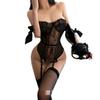 Ambiguous Spread Lingerie Women's Sexy Bow Straps Pure Desire Temptation One-word Shoulder Purple Onesie Suit