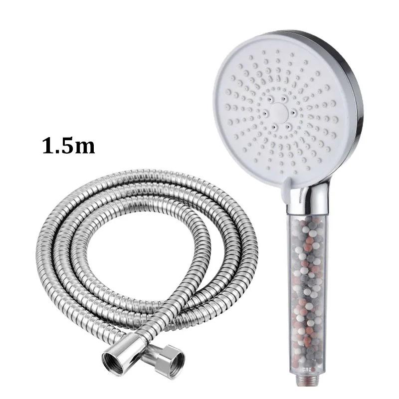 Adjustment 5-speed Water Filter Shower Head High Pressure Negative Ion Hard Water Softening Shower Head Set