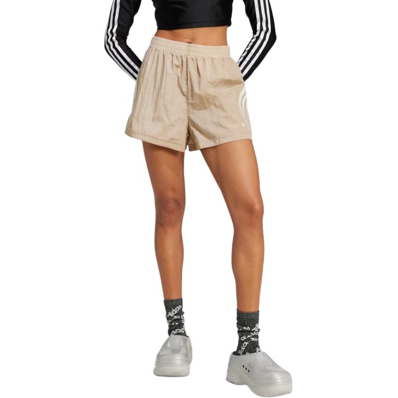 adidas Originals Atlanta Cut Line Loose Fit Comfortable Three-Quarter Casual Shorts Women Shorts Mysterious-Beige IY9238