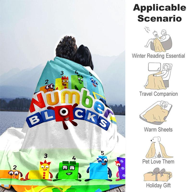 1pc Blanket Numberblocks3 Print Design, Lightweight Blanket for Sofa, Bed- Soft &Warm, Gift for All Seasons like Christmas, Halloween