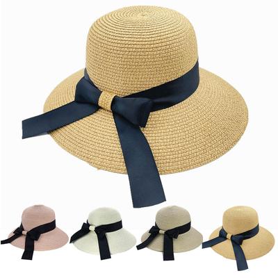 Damen Fedora faltbar Stroh Damen Sommer Strohhut Winddichter Sonnenhut