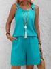 Summer New Style Elegant Crew Neck Solid Color Two-Piece Set Women's Shorts Outfit