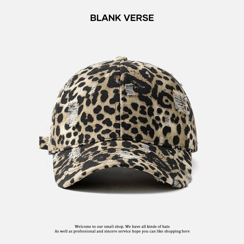 

Новая осенне-зимняя бейсболка с леопардовым принтом, рваная, полированная, женская, увеличенная и углубленная, модная кепка Adjustable
