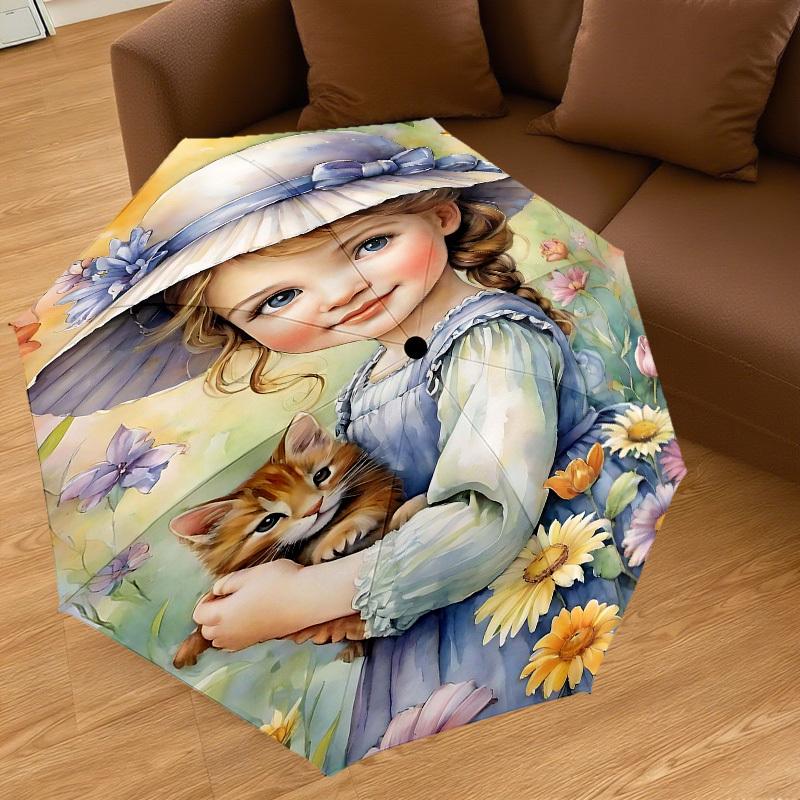 1PC girl flowers Automatic Open/Close Umbrella Compact Folding Umbrella with 8-Rib Shaft lightweight esign, Fashion Lovers1253A