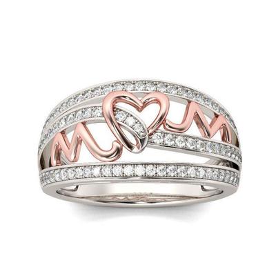Two-Tone 'Love Mom' Ring - Ideal Gift for Christmas & Mother's Day