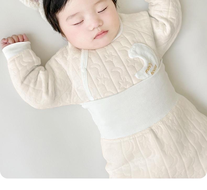 Jingqi Kids Quilted Cotton Warm Two-Piece Set for Boys and Girls - Autumn/Winter Underwear and Pants