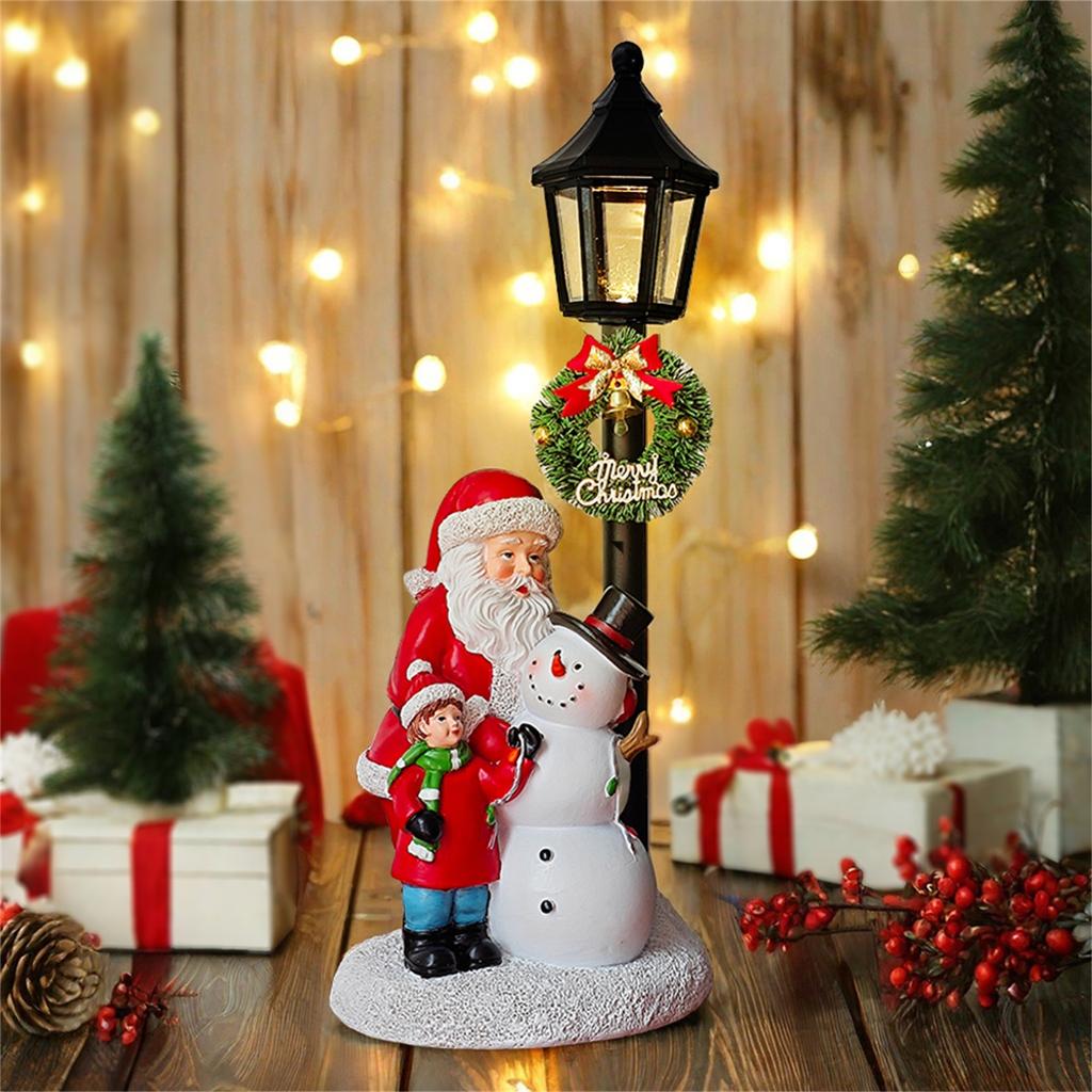 Santa ozdoby rozsvítí sněhuláka světly pryskyřičné tvoření vánoční dekorace na stůl, stolní světelné ozdoby (bez baterií)