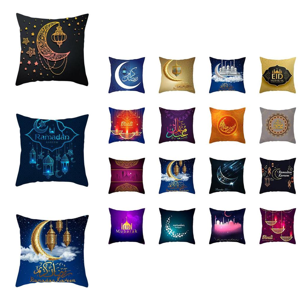 Luxurious Muslim Ramadan Pattern Polyester Pillow Case For Elegant Home Decoration