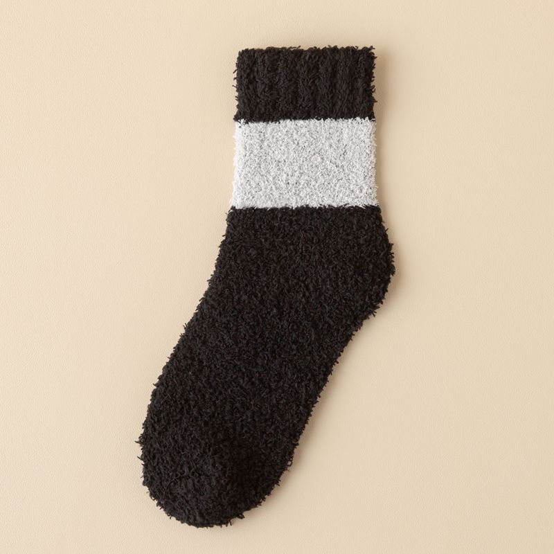 Winter and Autumn Men's Coral Fleece Mid-calf Socks, Men's Multi-color Coral Fleece Socks, Warm Floor Socks, Sleep Socks