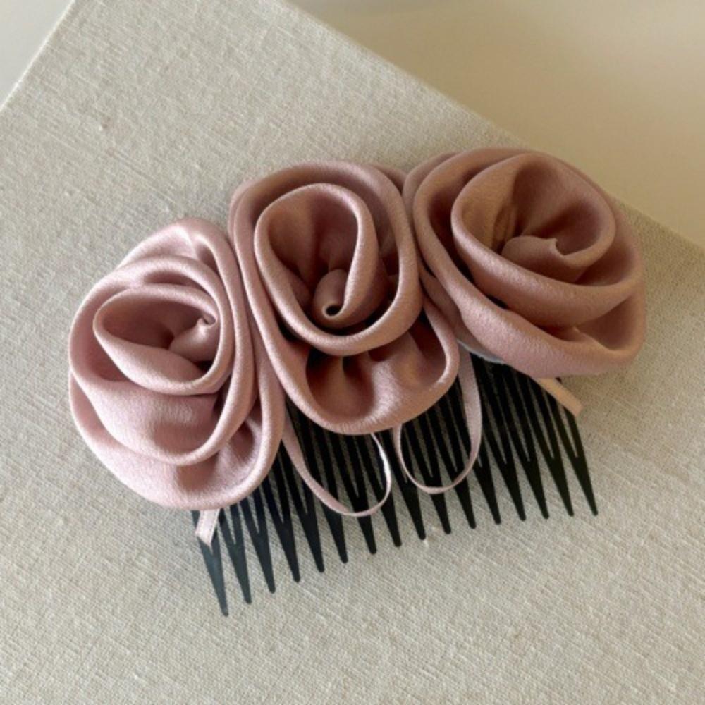 Solid Color Flowers Hairpin Bohemian Chignon Hair Clip Hair Accessories Floral Hair Comb  Daily