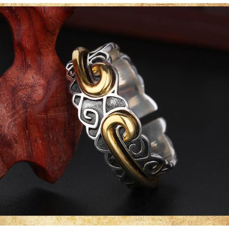 Adjustable Sterling Ring Inspired By Journey To West Monkey King Gold Band Retro Unisex Fashion Jewelry
