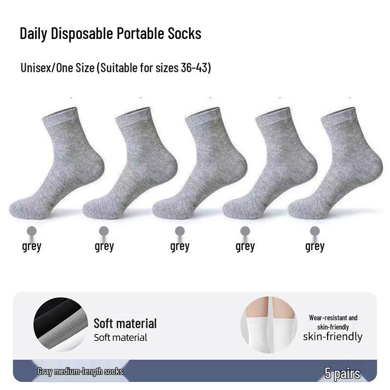 Unisex Disposable Socks for Travel & Daily Use: All-Season, Mid-Calf, No-Wash, Convenient, Perfect for Business Travel & Casual Wear.