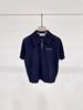 2024 Autumn Simple College Embroidered Short-Sleeve Polo Collar Knit Top