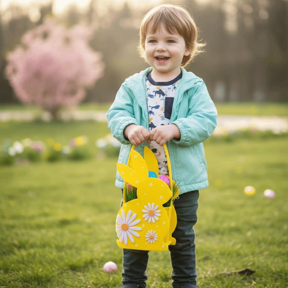 Eco Friendly Easter Gift Bag Felt Material 3D Bunny Bag Easter Rabbit Candy Tote Bag  Kids Favors