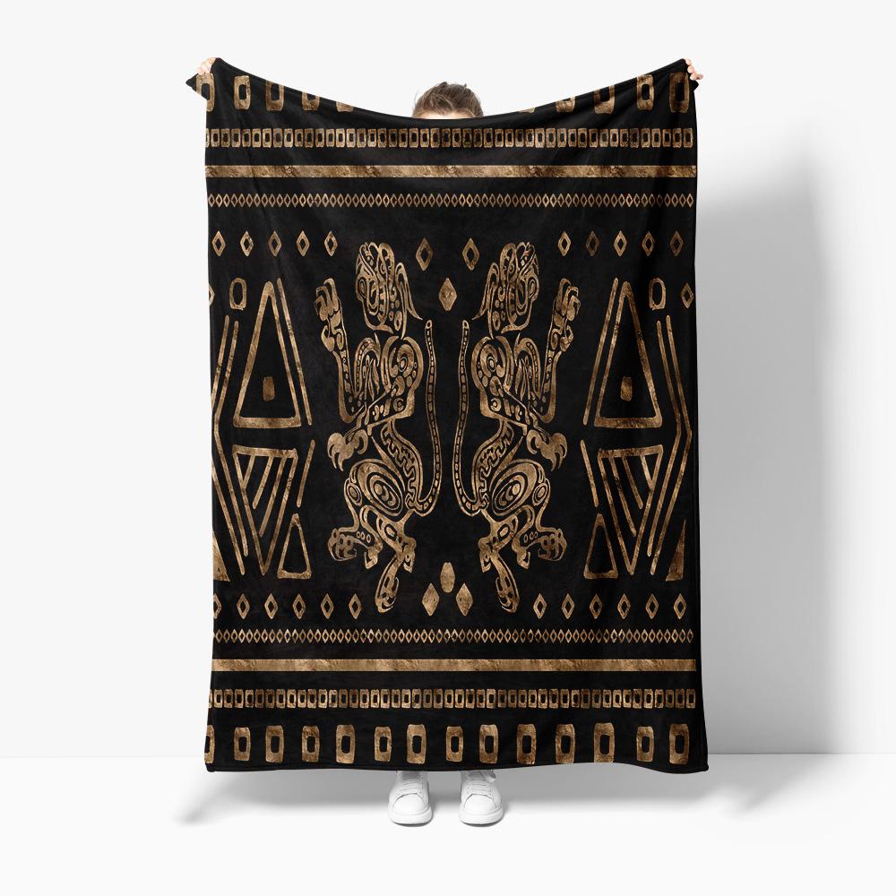 African Tribal Print Throw Blanket Bohemian Kilim Bedspread Decorative Sofa Cover Warm Fleece Blanket for Home Decor 75x90cm