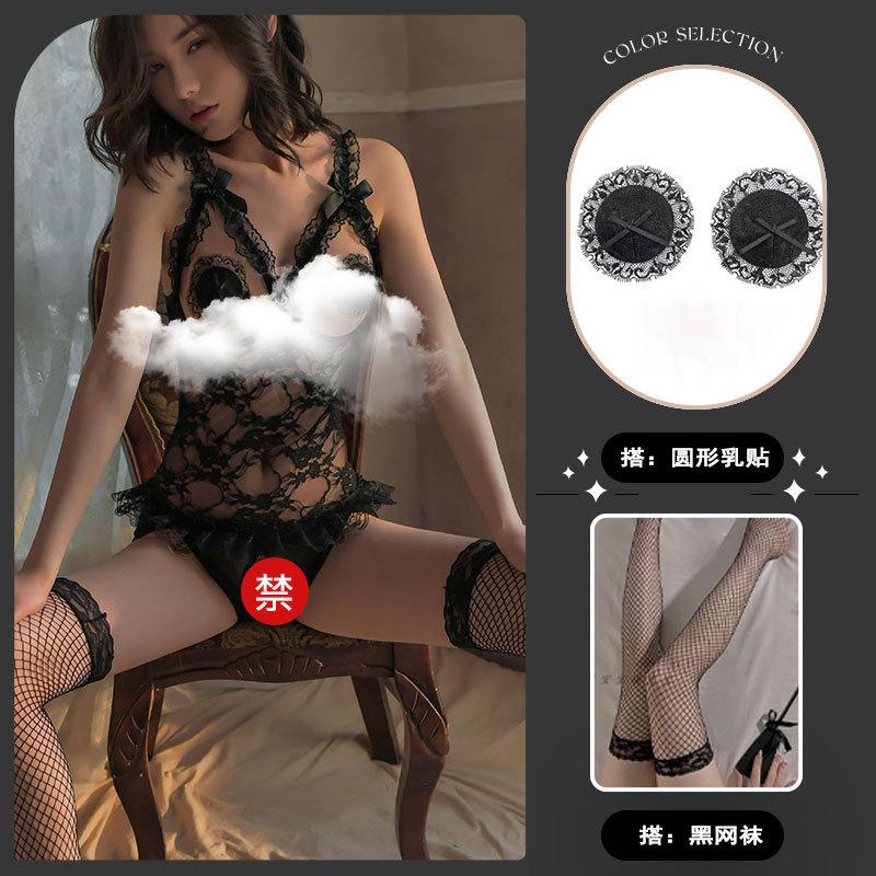 Sex underwear sexy lace temptation hollow one-piece women's uniform passion free open uniform suit