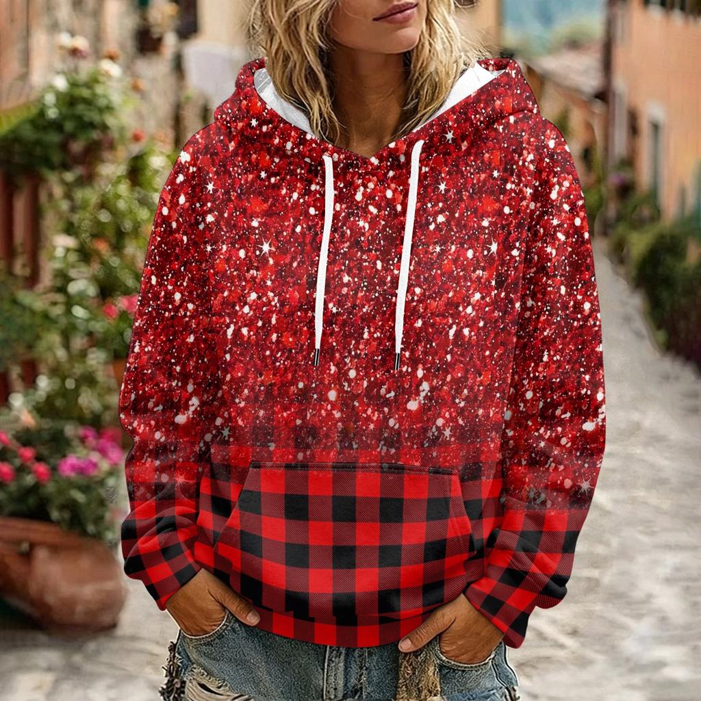 Women's Floral Print Long Sleeve Hoodie with Pockets and