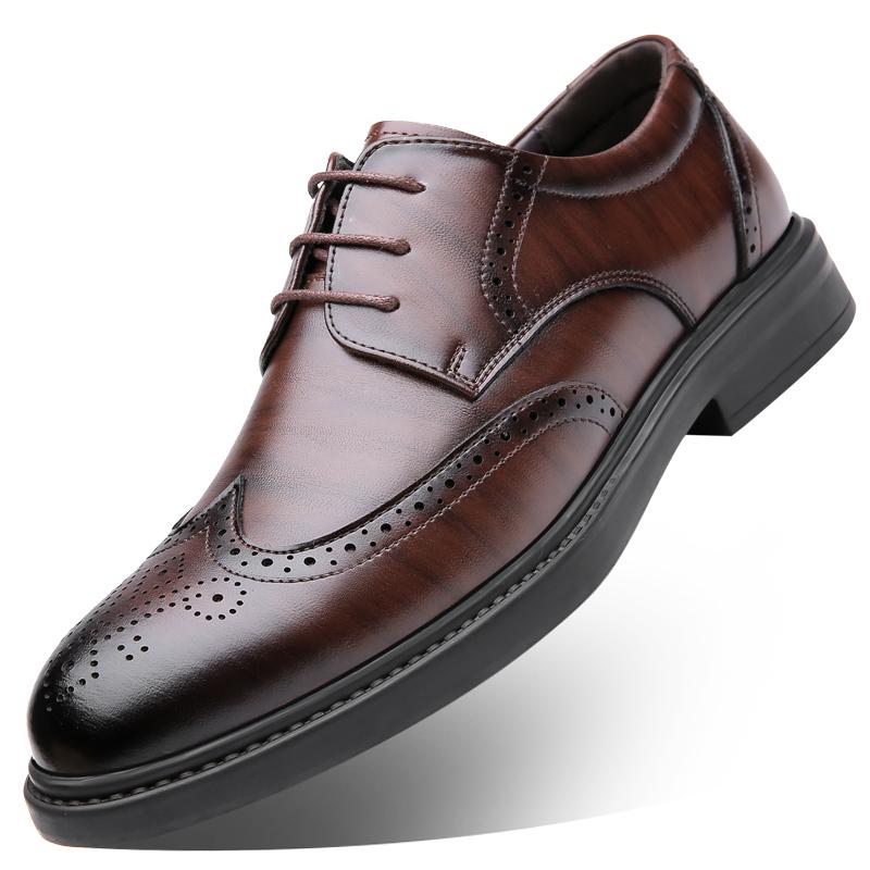 Fashion Luxury Brand High Quality Genuine Leather Business Leather Shoes Lace Up Oxford Shoes Mens Casual Dress Shoes Black Office Shoes