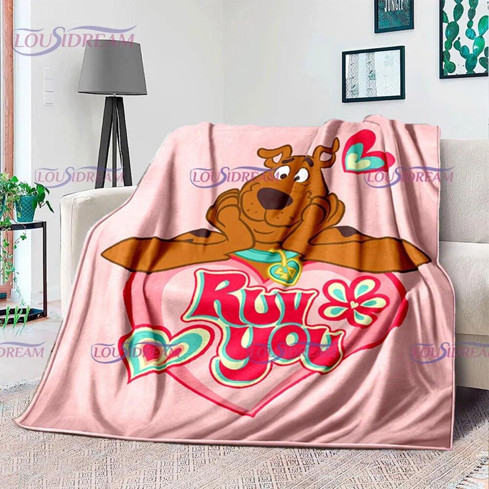 

Pink Cartoon Dog Printed Blanket Warm Blanket Thin Blanket Flannel Soft and Comfortable Home Travel Blanket Gift