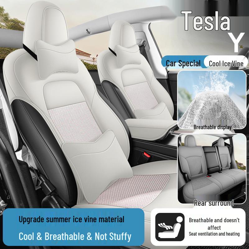 Tesla Model Y Dedicated Semi-Wrap Seat Cushion, All-Season Universal Cover, Car Interior Accessory
