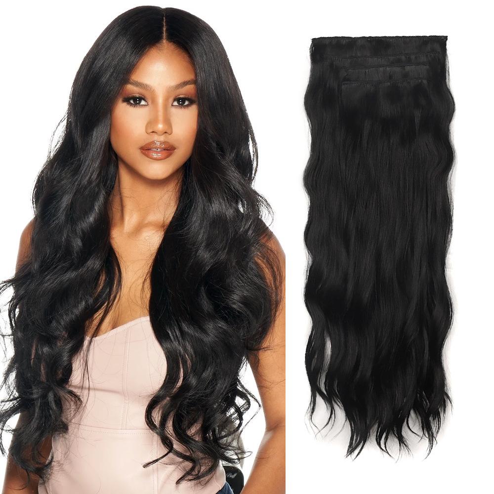 Damenperücke synthetisch Vierteiliges Set Clip-Haar Wasserwelle lockiges Haar Ersatz-Patch