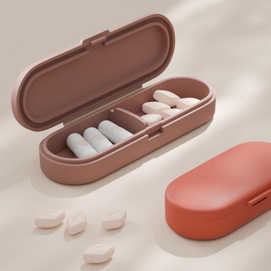 Pill Box with Independent Compartments Pill Organizer Silicone Ring Moisture Proof Travel Case for Morning Noon Evening
