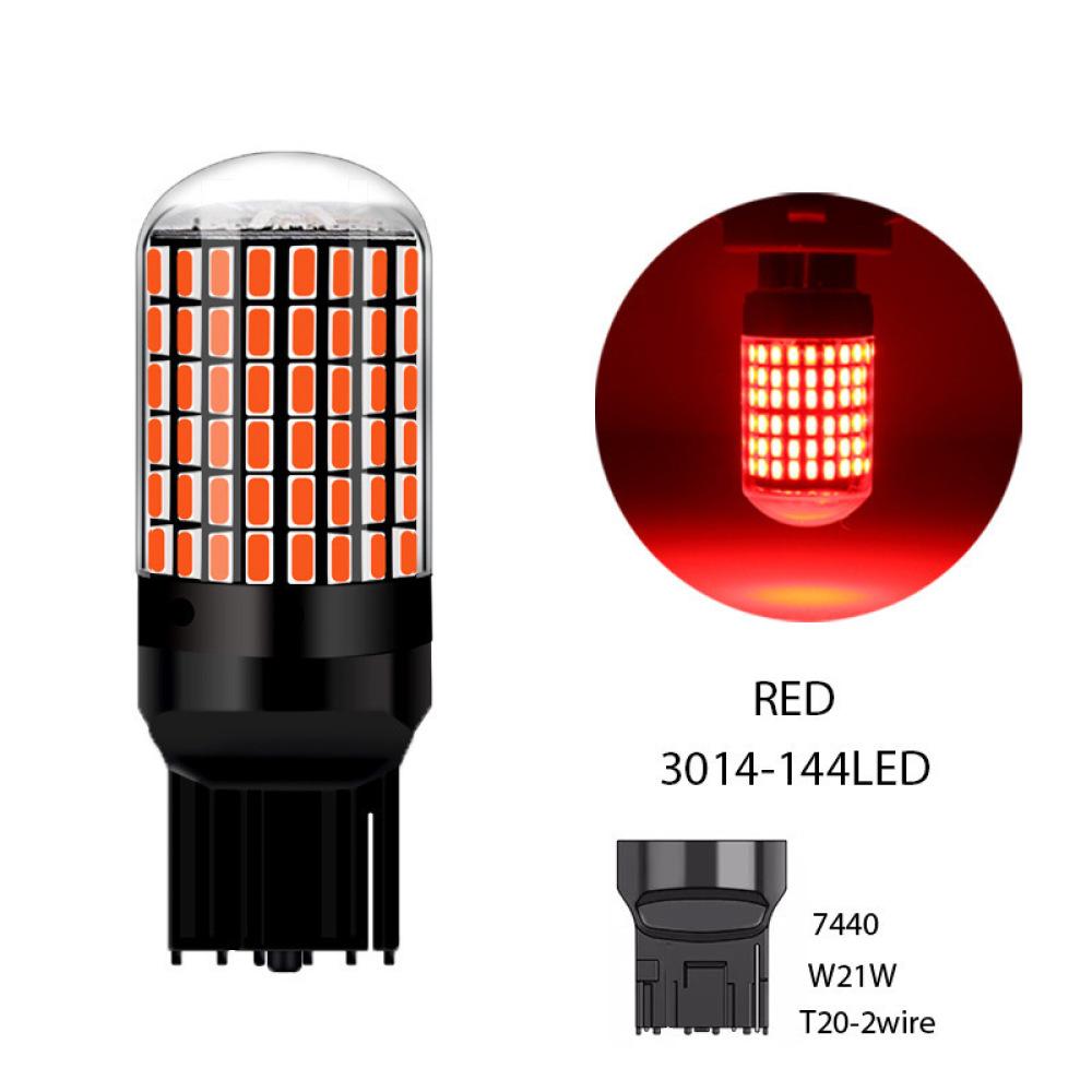 High Power LED Signal Bulb 1156 1157 7440 7443 Auto Brake Light 144SMD 3014 Decoder No Flash Error Car Tail Lamp Universal White