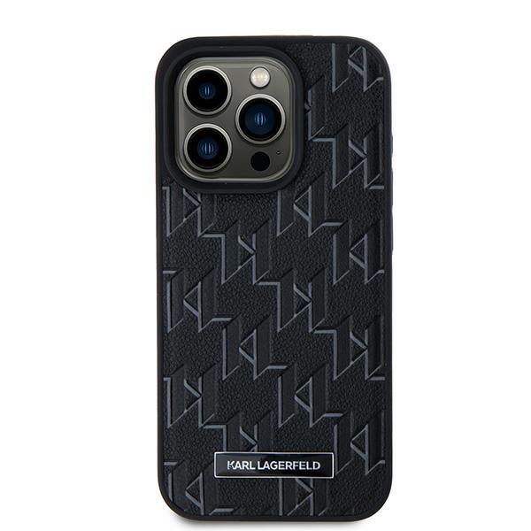 Karl Lagerfeld Klhmp15Xpkhporpk Iphone 15 Pro Max 6.7 Hardcase Czarny/Black Leather Monogram Metal Logo Magsafe