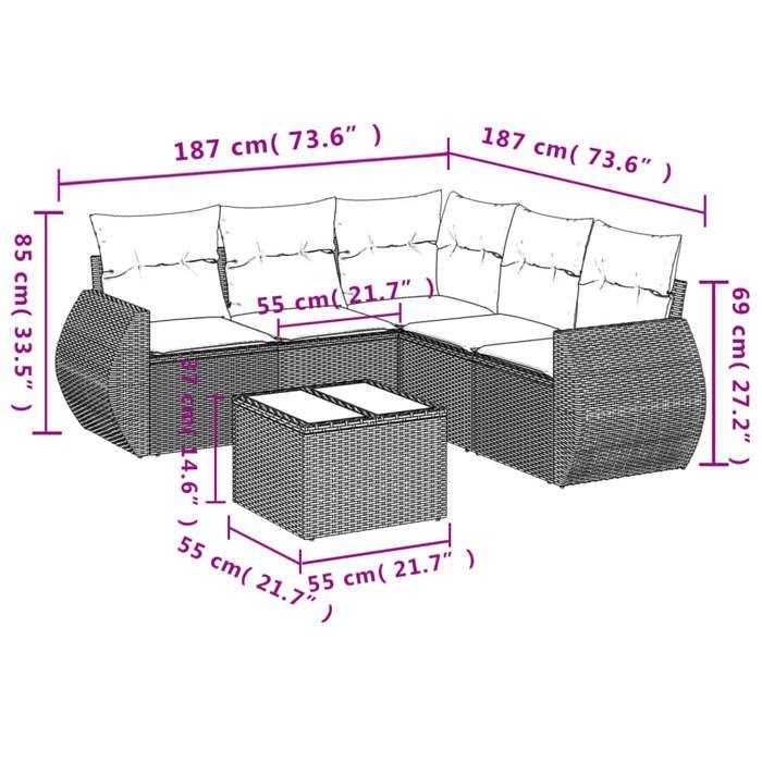 VidaXL Garden Lounge Set with Cushions 6 Pcs, Patio Sofas, Patio Furniture Set, Outdoor Furniture, Beige 3253695