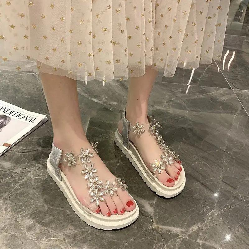 Fashion Outdoor Open Toe Ladies Shoes Wholesale Summer 2025 Comfortable Cheap Liquidation Korea Daily Chic and Elegant Women's Sandals