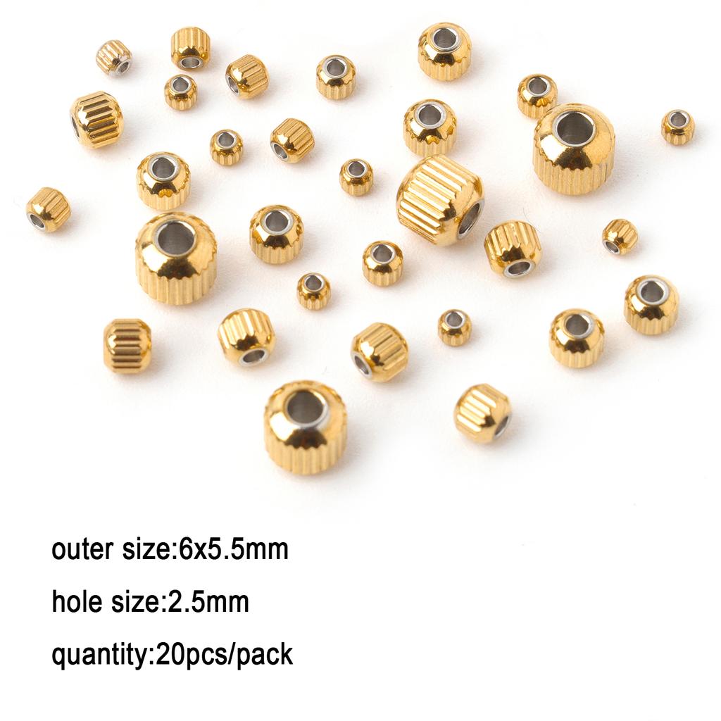 1pack Stainless Steel Loose Beads Screw Grid Oblique Straight Line Tube Shape Beads for Jewelry Making Diy Bracelet Accessories