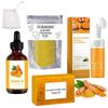 Turmeric Face Wash and Soap Set with Cleansing Pads and Body Oil, Deep Clean and Gentle Exfoliation