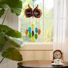 Iron Owl Stained Glass Suncatcher with 9 Leaves Garden Yard Hanging Decor Art Craft