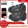 Intercomunicador para motocicleta Capacete Bluetooth Fone de ouvido Grupo Alto-falante Fone de ouvido WiFi Aplicativo Freedconn R1Pro Moto Dash Cam Moto Auto Dvr
