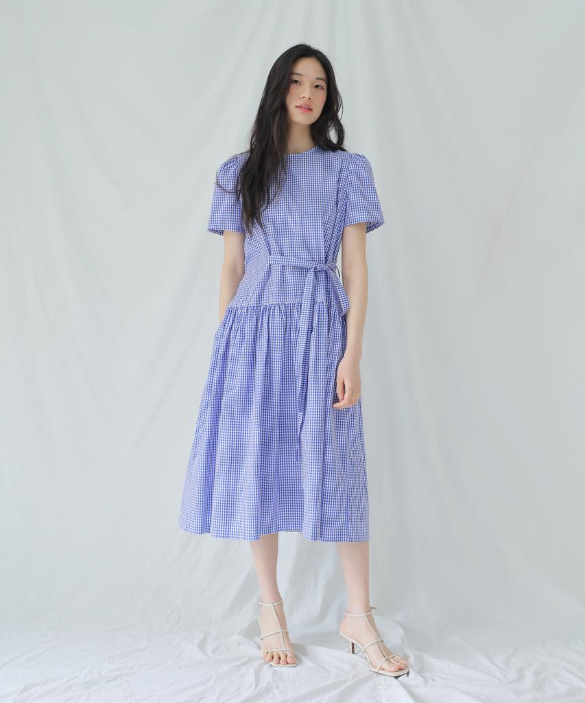 PAUL&ALICE Check Long Dress / Deep Blue