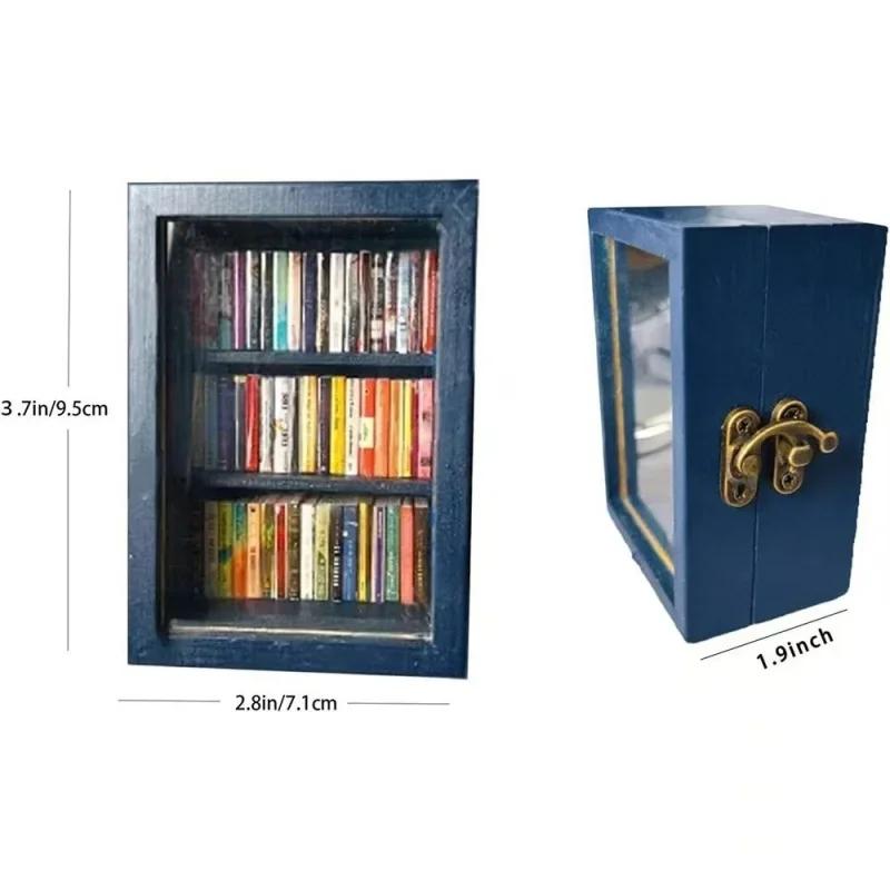 New Wooden Pocket Anxiety Bookshelf Home Decoration Creative Ornament Miniature Bookshelf Portable Rectangular Tiny Book Library