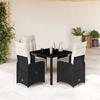 VidaXL Garden Bistro Set 5 Pcs Cushions Black Poly Rattan 3277136