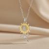 Niche New‑Design Sunflower Zircon Titanium‑Steel Women Necklace, Delicate Sunflower‑Motif Collarbone Chain Jewelry