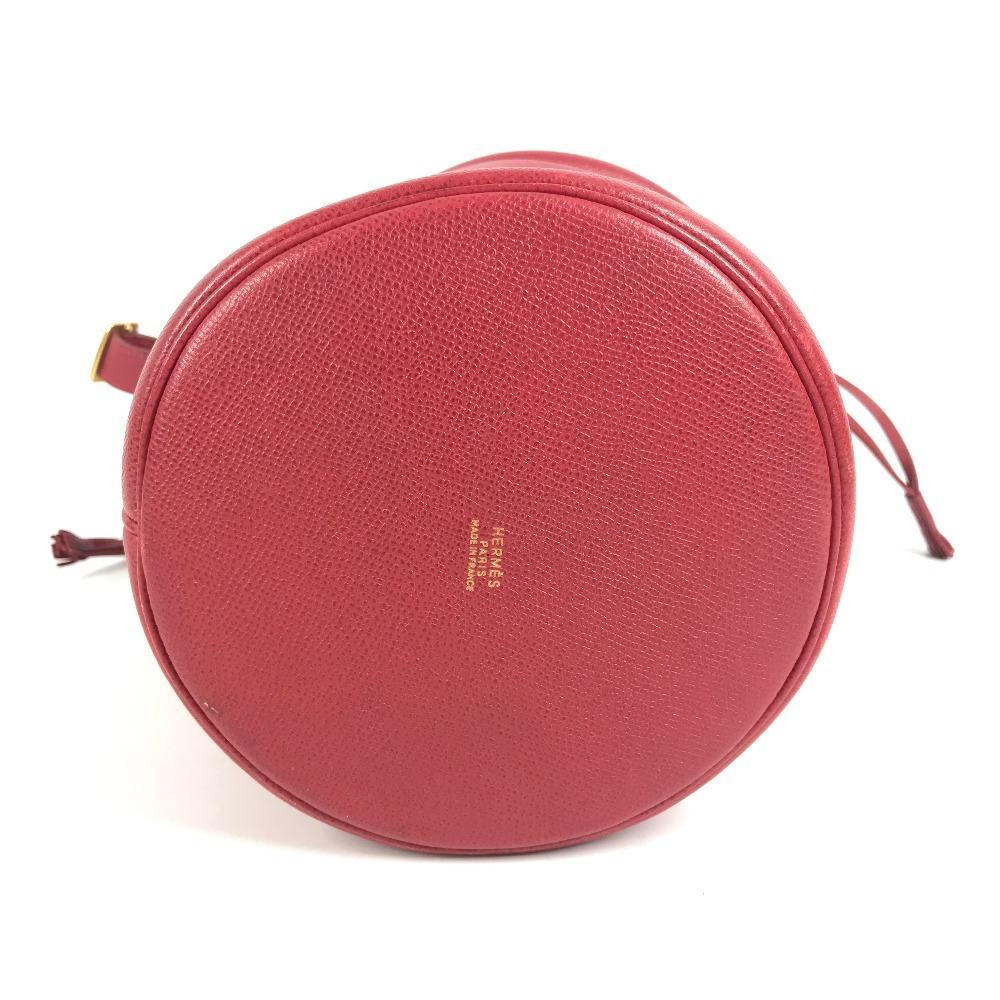 HERMES Tassel fringe Manjoire Drawstring bag Shoulder Bag Courchevel Red