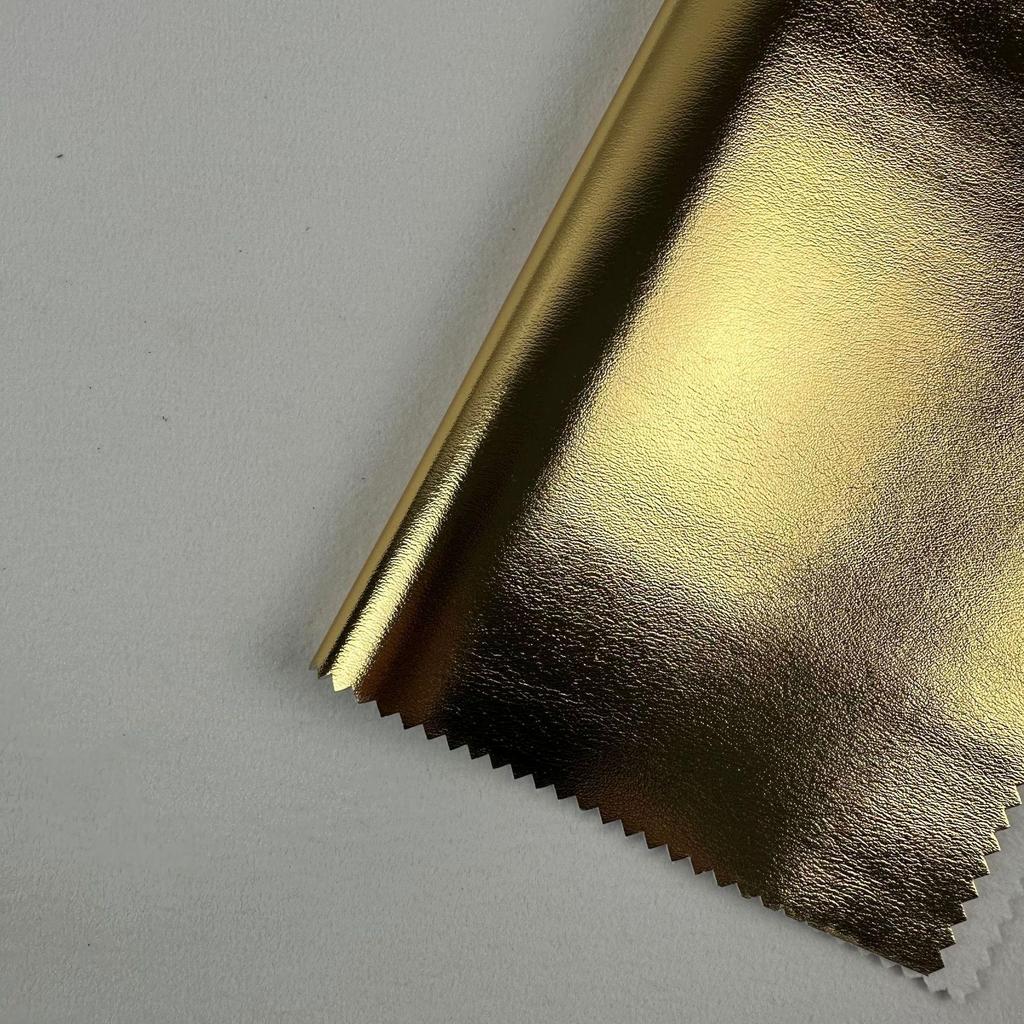 Iridescent Metal-Texture PU Leather with 1.2mm Cotton Fluff Backing for Luggage and Glasses Case Packaging