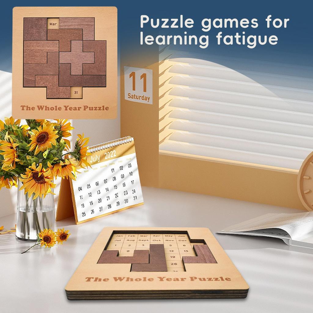 Daily Calendar Puzzle for Adults,A Puzzle To Challenge 365+ Date, Wooden Puzzles (2 Pack)