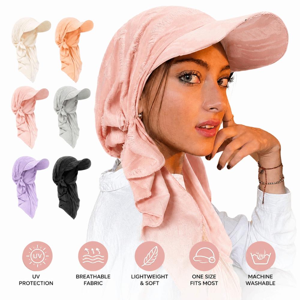 Curved Brim Turban Hat Stretch Fabric Pre-tied Headscarf Hat Baseball Cap Headscarf Summer Outdoor