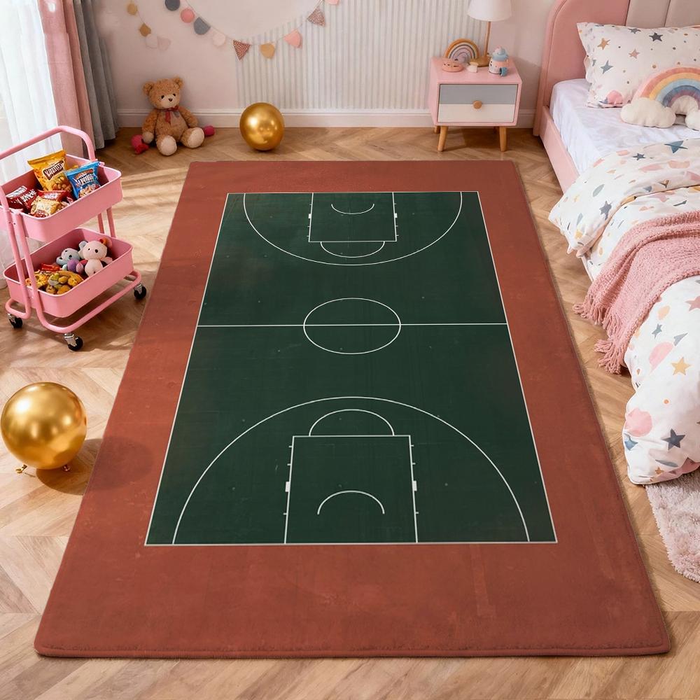 Basketball Court Patterned Rug Soundproof Noisereducing Carpet For Study Reading Area Home Party Decor Halloween Gift