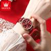 OLEVS 6637 Luxury Women's Watches Waterproof Leather Strap Diamond Bezel Original Automatic Mechanical Wristwatch Date Week