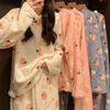 Autumn and Winter Coral Fleece Pajamas for Women, Thick and Warm Flannel Long Home Wear, Fashionable Plus Size Cardigan Set